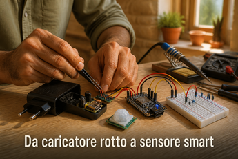 Ecco i componenti per trasformare un vecchio caricatore rotto in un sensore di presenza per la casa intelligente