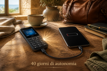 Autonomia di 40 giorni e batteria da 3.700 mAh con power bank: un telefono semplice salva lo smartphone scarico