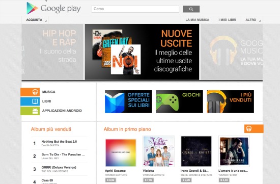 Google Play Musica Italia