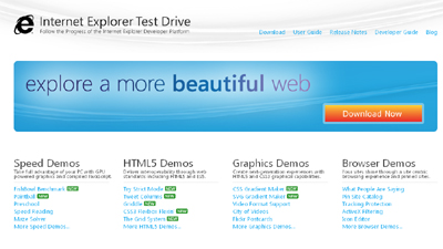 Internet Explorer 10, la pagina web per il test drive